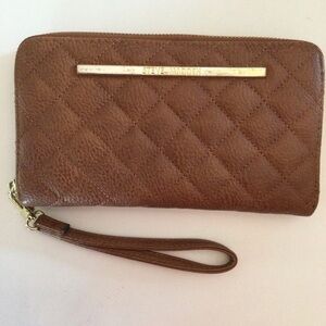 Steve Madden Brown Leather Wallet Clutch Handbag Nice